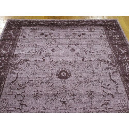  Unique Loom La Jolla Collection Tone-on-Tone Traditional Purple Area Rug (5 x 8)