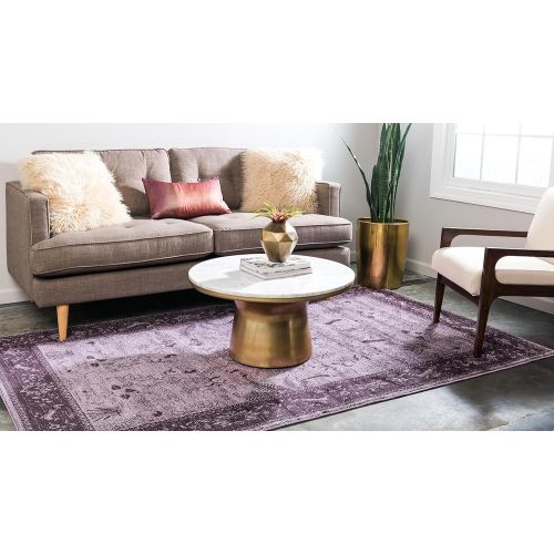  Unique Loom La Jolla Collection Tone-on-Tone Traditional Purple Area Rug (5 x 8)