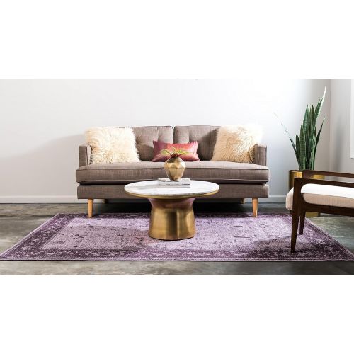  Unique Loom La Jolla Collection Tone-on-Tone Traditional Purple Area Rug (5 x 8)