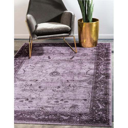  Unique Loom La Jolla Collection Tone-on-Tone Traditional Purple Area Rug (5 x 8)