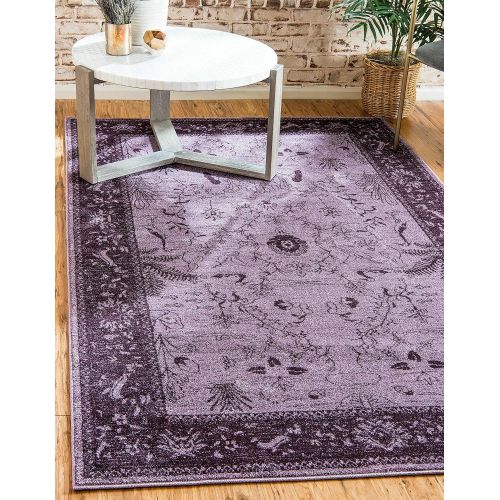  Unique Loom La Jolla Collection Tone-on-Tone Traditional Purple Area Rug (5 x 8)