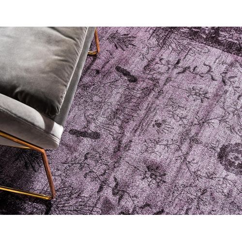  Unique Loom La Jolla Collection Tone-on-Tone Traditional Purple Area Rug (5 x 8)