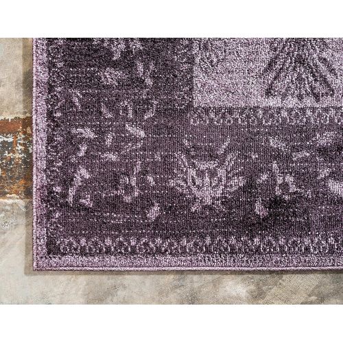  Unique Loom La Jolla Collection Tone-on-Tone Traditional Purple Area Rug (5 x 8)