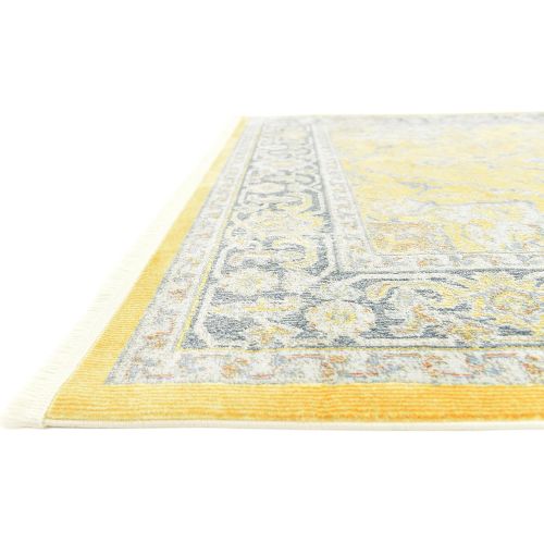  Unique Loom Baracoa Collection Bright Tones Vintage Traditional Yellow Area Rug (5 x 8)