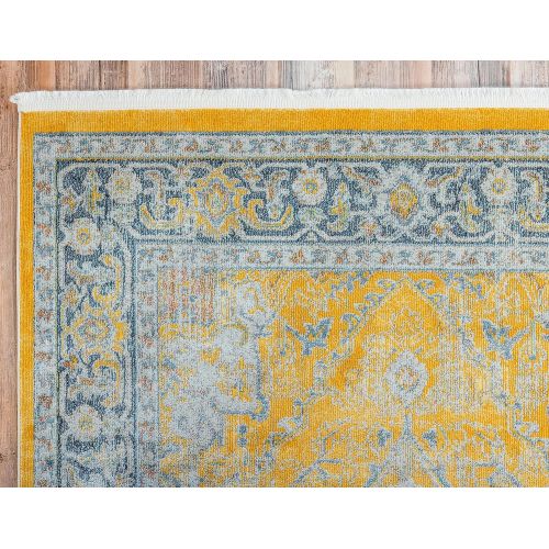  Unique Loom Baracoa Collection Bright Tones Vintage Traditional Yellow Area Rug (5 x 8)