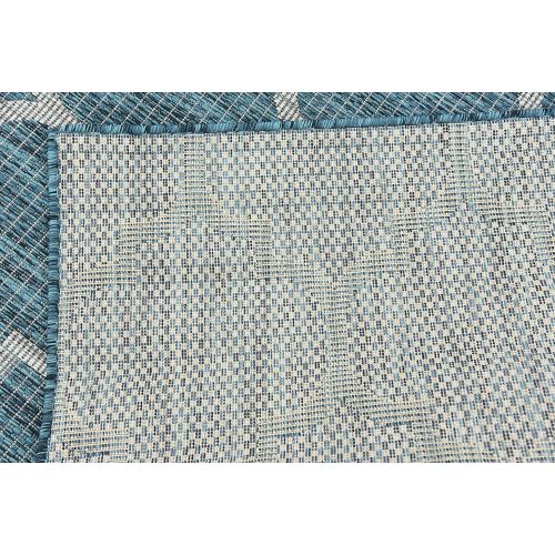  Unique Loom Outdoor Collection Casual Moroccan Lattice Geometric Teal Area Rug (5 x 8)