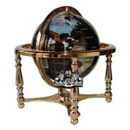 Unique art since 1996 Unique Art 13-Inches Tall Table Top Black Ocean Gemstone World Globe with Gold 4 Legs Stand