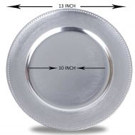 Unique Imports Round Charger Beaded Dinner Plates, Silver 13 inch, Set of 1,2,4,6, or 12 (1)