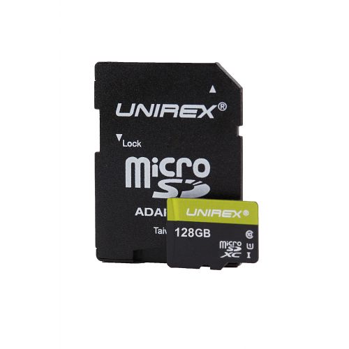  Unirex Micro SD with SD Adapter 128GB Class 10 (UHS-1)