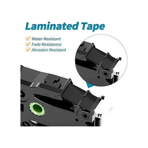  Unistar Compatible Label Tape Replacement for Brother PTouch 12mm 0.47 Inch Laminated White Label Tape, TZe-231 TZe231 TZ-231 for P Touch Label Maker PT-D210 PT-D400 PT-D600, 26.2 Feet, 4 Pack