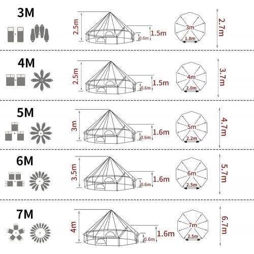  UNISTRENGH 4 Season Large Waterproof Cotton Canvas Bell Tent Beige Glamping Tent with Roof Stove Jack Hole for Camping Hiking Christmas Party