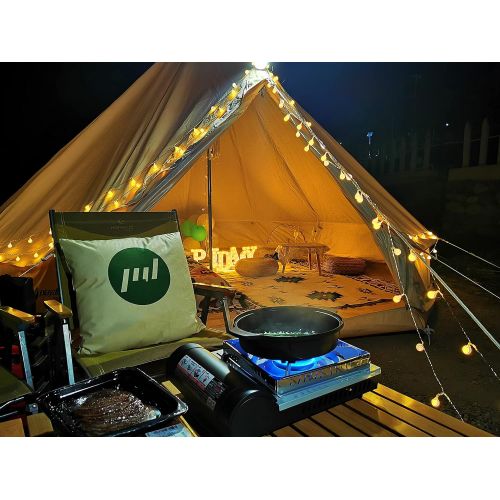  UNISTRENGH 4 Season Large Waterproof Cotton Canvas Bell Tent Beige Glamping Tent with Roof Stove Jack Hole for Camping Hiking Christmas Party