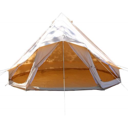  UNISTRENGH Luxury Canvas Cotton Bell Tent Large Waterproof Windproof Yurt Glamping Family Tent with Cable Hole for Camping Hiking Hunting Party Exhibition