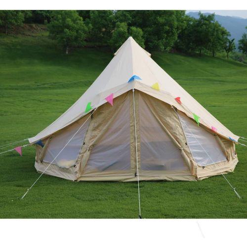  UNISTRENGH Luxury Canvas Cotton Bell Tent Large Waterproof Windproof Yurt Glamping Family Tent with Cable Hole for Camping Hiking Hunting Party Exhibition