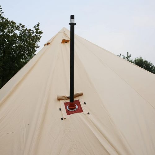  UNISTRENGH 4 Season Large Waterproof Cotton Canvas Bell Tent Beige Glamping Tent with Roof Stove Jack Hole for Camping Hiking Christmas Party