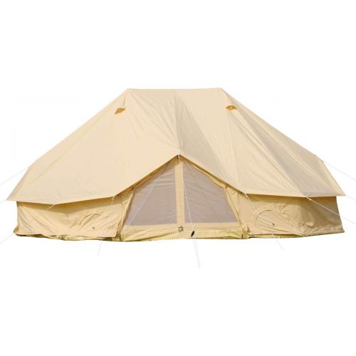  UNISTRENGH 6M Cotton Canvas Camper Tent Extra Large Waterproof Bell Tent with 3 Doorsfor 8-12 People Camping Hiking Family Party
