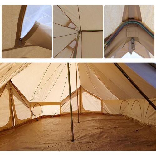  UNISTRENGH 6M Cotton Canvas Camper Tent Extra Large Waterproof Bell Tent with 3 Doorsfor 8-12 People Camping Hiking Family Party