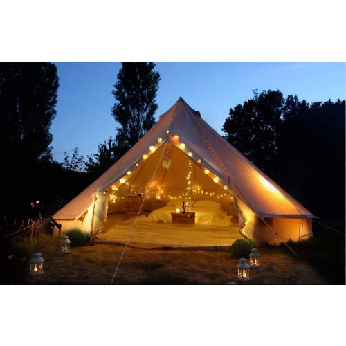  UNISTRENGH 4-Season Luxury 2 Doors Family Cotton Waterproof Bell Tents for Glamping Parties (13.1ft 16.4ft 19.7ft Dia. Size Options)