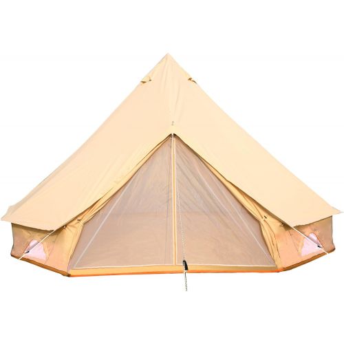  UNISTRENGH 4-Season Luxury 2 Doors Family Cotton Waterproof Bell Tents for Glamping Parties (13.1ft 16.4ft 19.7ft Dia. Size Options)