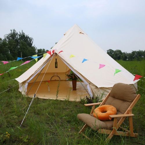  UNISTRENGH 4 Seasons Large Luxury Bell Tents Glamping Waterproof Cotton Canvas Yurt Family Tents for Outdoor Camping Hiking Birthday Party