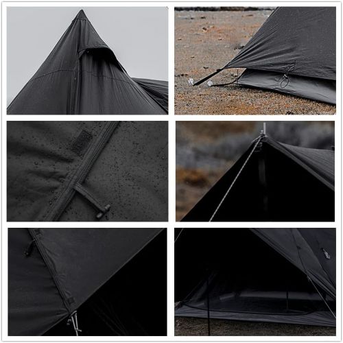  UNISTRENGH Camping Teepee Tent Indian Tent Yurt 4 Season Double Layers Waterproof Sunscreen Shelter Pyramid Spire Tents for Outdoor Hiking Hunting