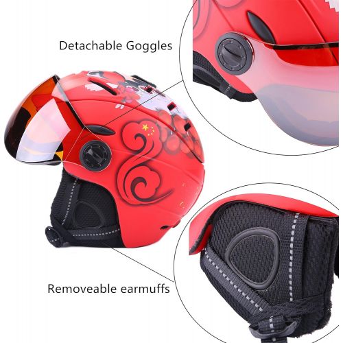  UNISTRENGH Ski Snowboard Helmet with Attached Detachable Photochromatic Polarizing Goggles