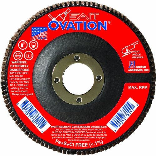  United Abrasives- SAIT 78038 Ovation Flap Disc, 6-Inch by 78-Inch, 60 Grit, 10-Pack