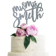United Craft Supplies Personalized Wedding Cake Topper Customized Mr. and Mrs. Last Name 4 Color Type and 24 Colors Design 3 (Glitter Colors)