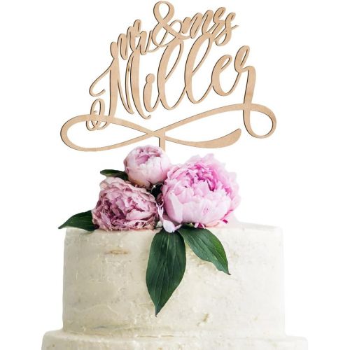  United Craft Supplies Personalized Wedding Cake Toppers, Mr Mrs Cake Topper, Custom Acrylic Cake Decorations, Personalized Cake Topper for Bride & Groom | 4 Color Types w/ 21 Color Options | #1-5 Glitte