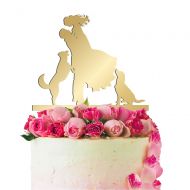 United Craft Supplies Wedding Cake Topper Bride and Groom Hug Each Other with Dog 4 Color Types and 24 Colors (Mirror Colors)