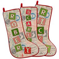 United Craft Supplies Set of 2, Personalized Christmas Stockings with Name, Customized Christmas Stockings with Letters in Stamp Theme, Gifts for Family and Kids, Xmas Stockings for Fireplace & Mantel C