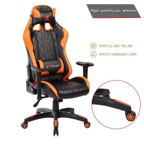  United Office Chair. United Office Chair 7219OR, Swivel PU Leather Gaming, Large Size, Racing Style High-Back Office Chair, Orange