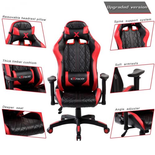  United Office Chair. United Office Chair 7219RD 7219RED Swivel PU Leather Gaming, Large Size, Racing Style High-Back Office Chair, Red