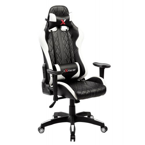  United Office Chair. United Office Chair 7219WH, Swivel PU Leather Gaming, Large Size, Racing Style High-Back Office Chair, White