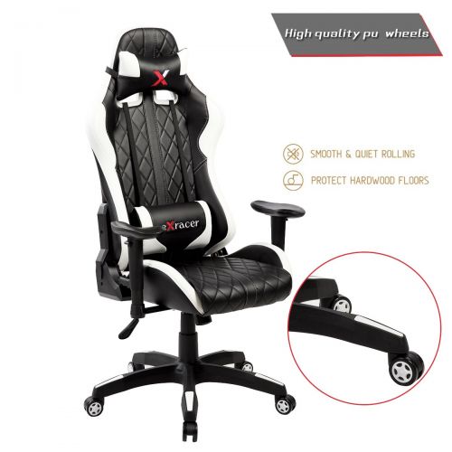  United Office Chair. United Office Chair 7219WH, Swivel PU Leather Gaming, Large Size, Racing Style High-Back Office Chair, White