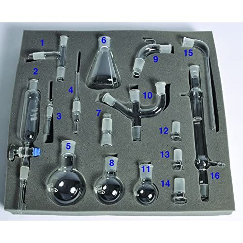  United Scientific Supplies United Scientific ORGKIT-16 Deluxe Organic Chemistry Glassware Kit, 16 Piece