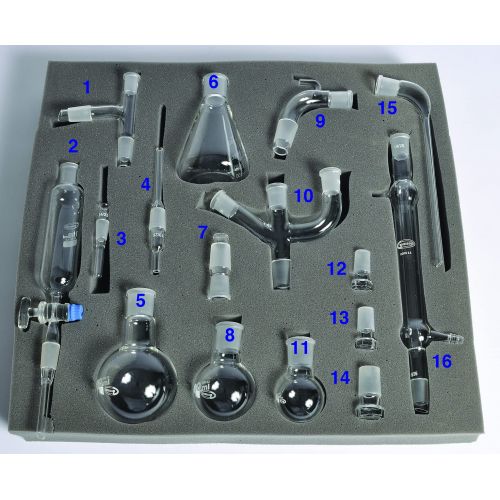  United Scientific Supplies United Scientific ORGKIT-16 Deluxe Organic Chemistry Glassware Kit, 16 Piece