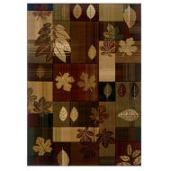 United Weavers Contours Lodge Area Rugs - 511-25159 Southwestern Lodge Toffee Patchwork Leaves Fall Geometric Rug