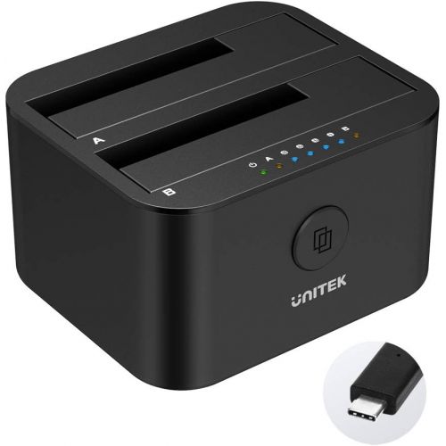  Unitek Type C USB 3.0 to SATA I/II/III Mini Dual Bay External Hard Drive Docking Station for 2.5/3.5-inch HDD SSD, Offline Clone Duplicator Function Support UASP and 2 X 16TB with