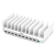 Unitek UNITEK 10-Port USB Charging Station for Multiple Device, Adjustable Dividers Charging Station Dock 60W Fast USB Charger with Quick Charge 2.0 and SmartIC, iPhone iPad Tablet Organi