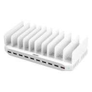 Unitek Adjustable Dividers Charging Station, UNITEK 10-Port USB Charger Charging Station for Multiple Device with SmartIC Tech, Organizer Stand