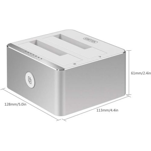  Unitek UNITEK Aluminum USB 3.0 to SATA Dual Bay External Hard Drive Docking Station with UASP for 2.5  3.5-inch HDD SSD, Hard Drive DuplicatorOffline Clone Function (2 x 10TB Support)-S