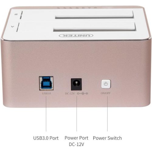  Unitek UNITEK Aluminum USB 3.0 to SATA Dual Bay External Hard Drive Docking Station with UASP for 2.5  3.5-inch HDD SSD, Hard Drive DuplicatorOffline Clone Function (2 x 10TB Support)-S