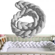 Univegrow Baby Crib Bumpers 3-ply Braids Wide Protective Snake Pillow Home Decoration 39 59 79 (Grey)