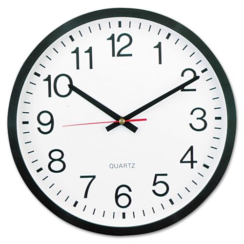  Universal Round Wall Clock, 12 58 dia., Black -UNV10431