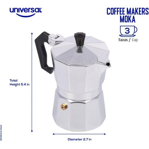  Universal StoveTop Espresso Coffee Maker, 3-Cup / 5.07 ounces, Aluminum