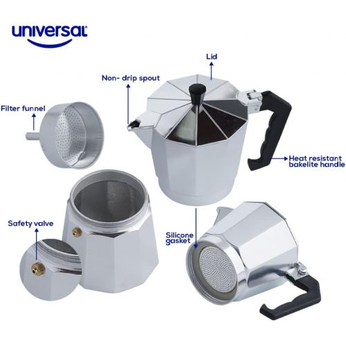  Universal StoveTop Espresso Coffee Maker, 3-Cup / 5.07 ounces, Aluminum