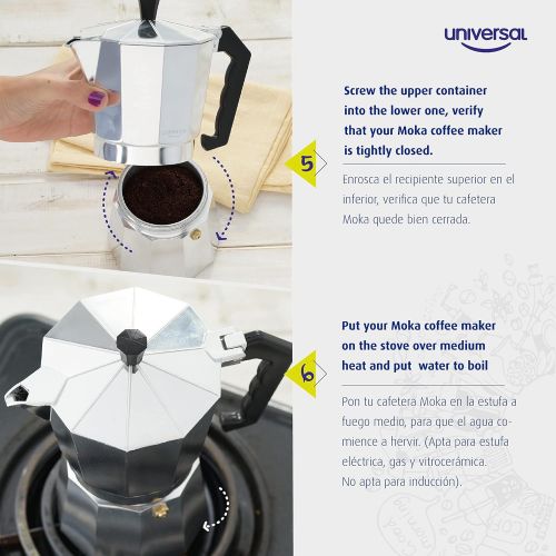  Universal StoveTop Espresso Coffee Maker, 3-Cup / 5.07 ounces, Aluminum