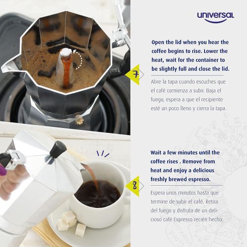  Universal StoveTop Espresso Coffee Maker, 6-Cup / 10.14 ounces, Aluminum