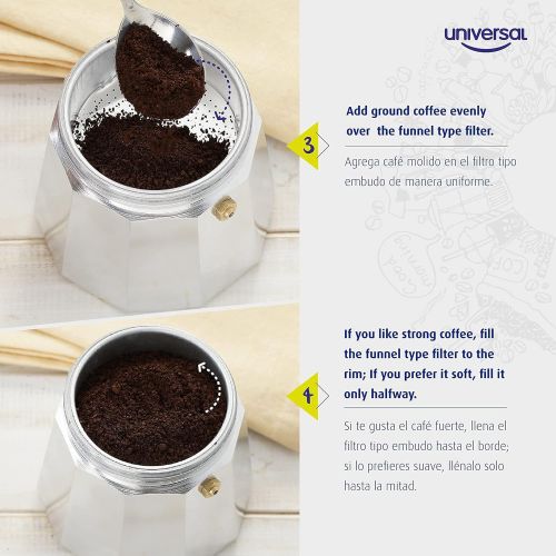  Universal StoveTop Espresso Coffee Maker, 6-Cup / 10.14 ounces, Aluminum